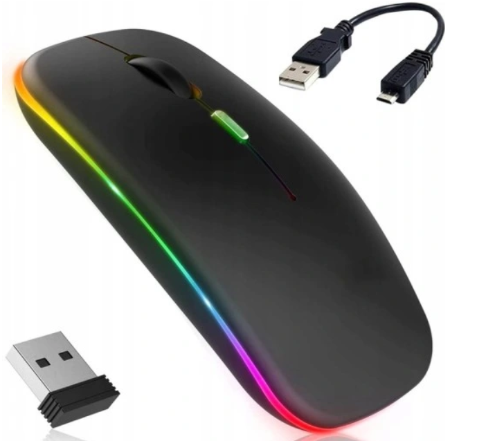 SAMOŁADUJĄCA MYSZKA BEZPRZEWODOWA BLUETOOTH USB ERGONOMICZNA RGB