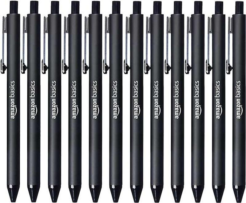 Amazon Basics Chowany długopis kulkowy – czarny – 12-pak