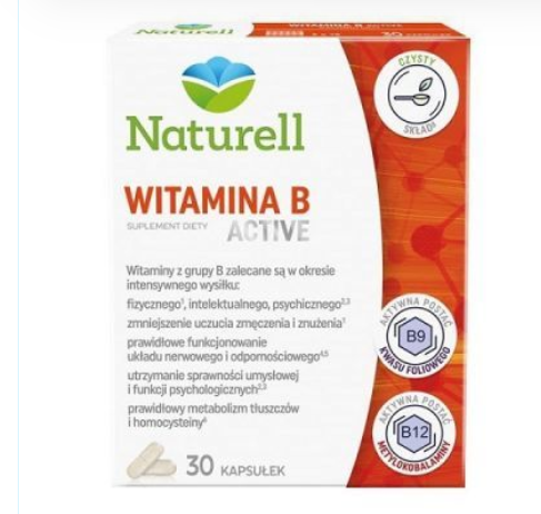 NATURELL WITAMINA B ACTIVE 30 kapsułek DATA WAŻNOŚCI 31.03.2024