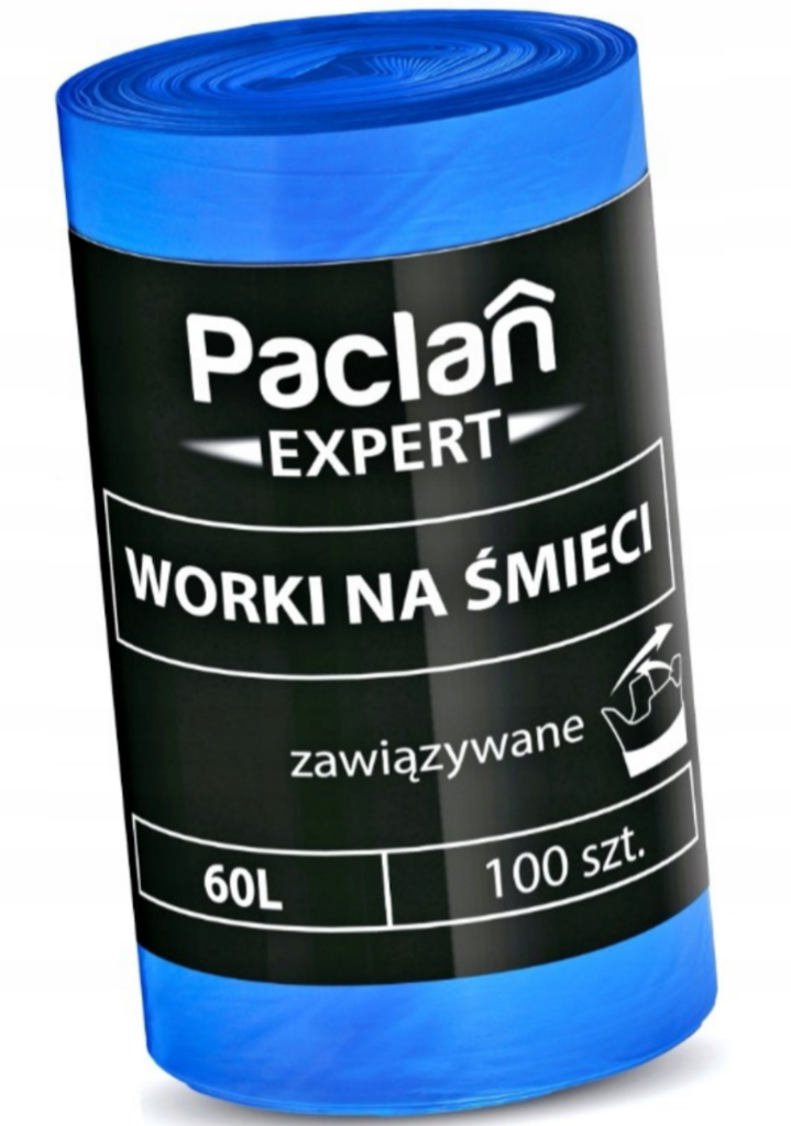 Worki na śmieci uniwersalne PACLAN WORKI NA ŚMIECI WIĄZANE EXPERT 60L 100 SZT 60l 100 szt.