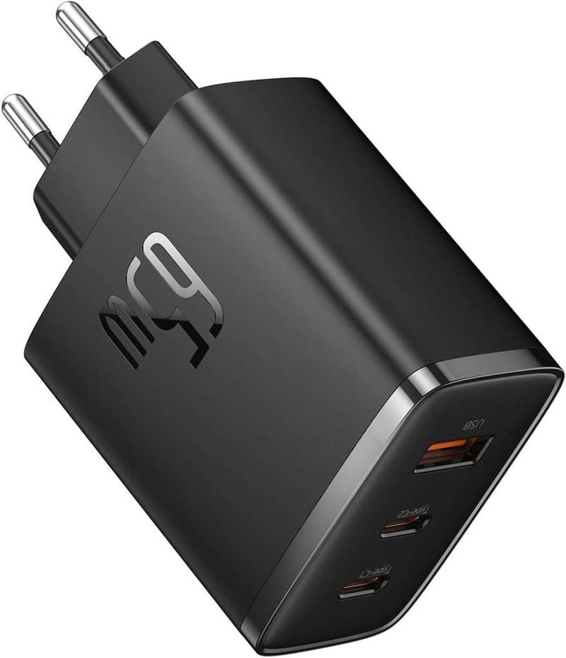 Baseus Ładowarka zasilacz USB C 65W, 3-porty, PD, PPS